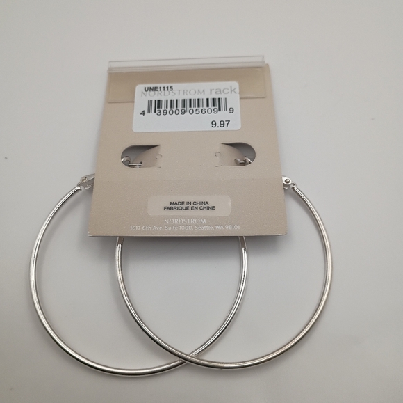 14th & Union Silver Large Hoop Earrings New NWT Nickel Free Classic High Polish - Picture 2 of 2